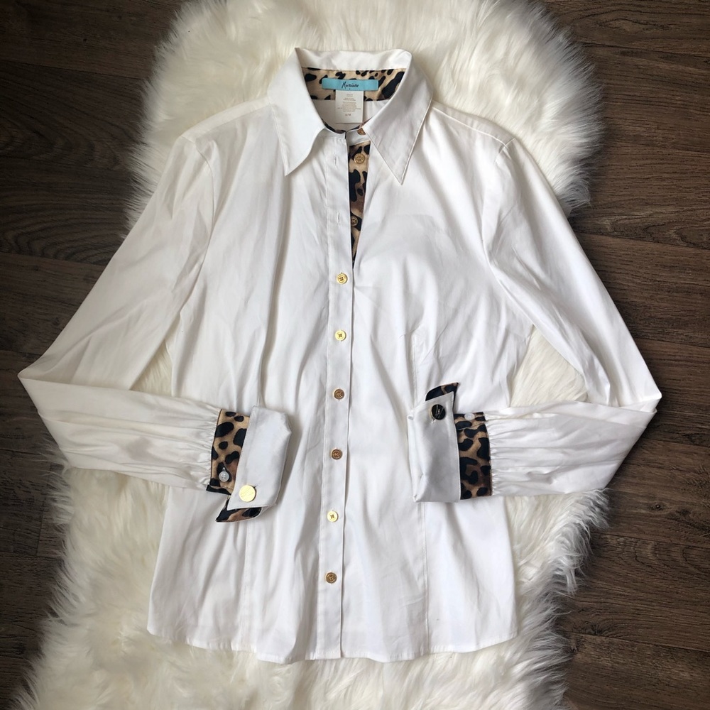 Marciano White / Leopard Button Up Blouse